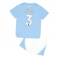 Camisa de Futebol Manchester City Ruben Dias #3 Equipamento Principal Infantil 2023-24 Manga Curta (+ Calças curtas)